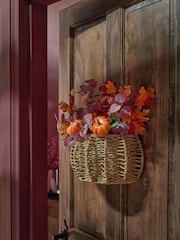 Plum Purple Autumnal Pumpkin Door Basket Wreath - Image 2 of 3