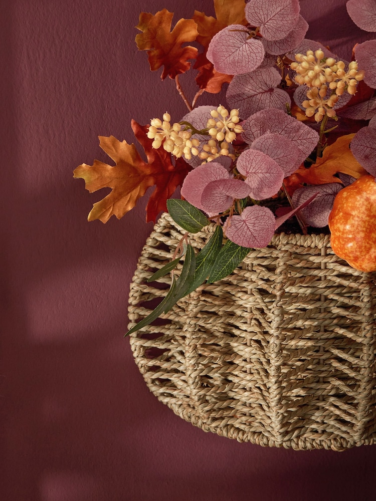 Plum Purple Autumnal Pumpkin Door Basket Wreath - Image 3 of 3