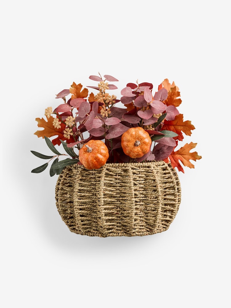 Plum Purple Autumnal Pumpkin Door Basket Wreath - Image 5 of 5