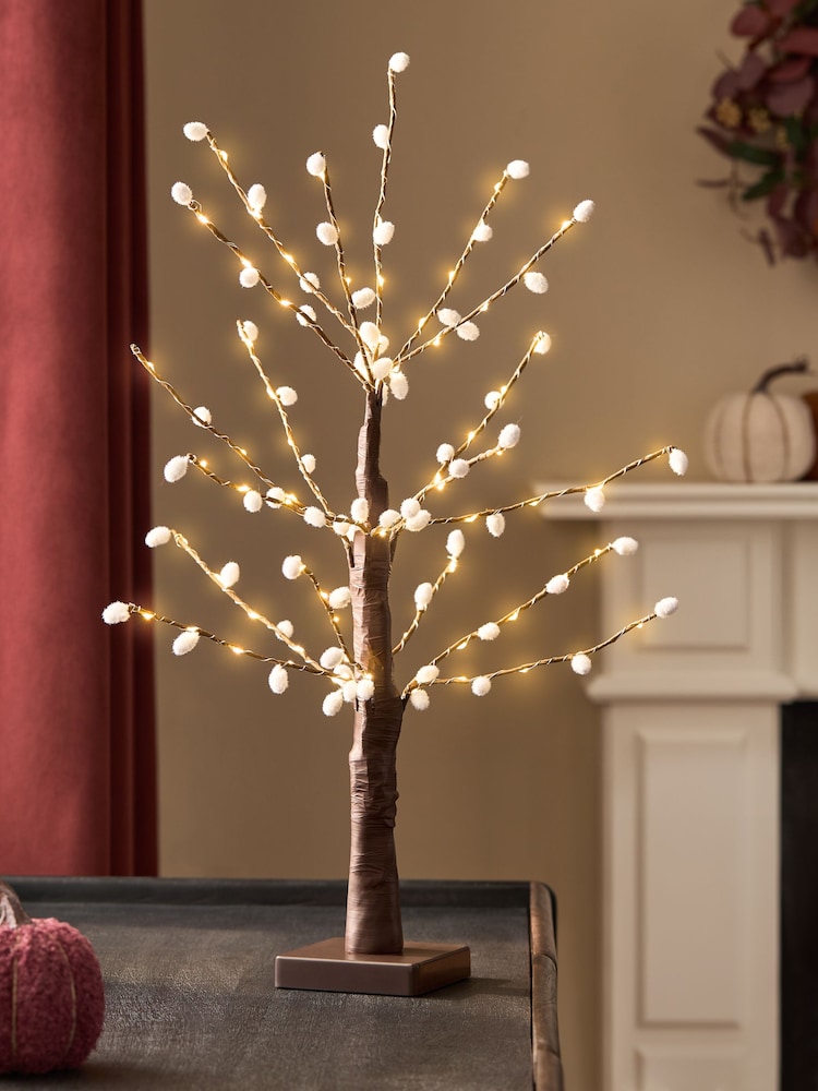 Brown Light Up Faux Pussy Willow Tree - Image 1 of 4