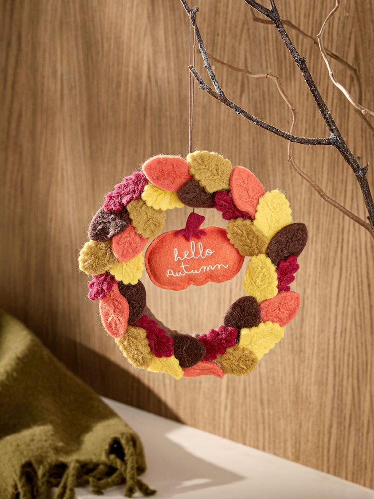 Orange Hello Autumn Felt Pumpkin Hanging Decoration - Bild 1 von 3