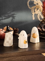 3 Pack Happy Halloween Ceramic Ghost Ornaments - Imagem 1 de 4