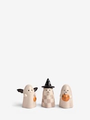 3 Pack Happy Halloween Ceramic Ghost Ornaments - Imagem 2 de 4