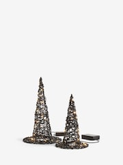 2 Pack Black Light Up Autumn Halloween Witch Hat Decorations - Image 4 of 5
