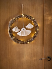 Brown Light Up Halloween Ghost Wreath - Image 1 of 4