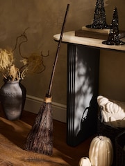 Brown Light Up Halloween Broom Decoration - Image 2 of 4