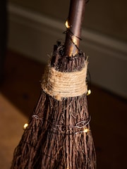 Brown Light Up Halloween Broom Decoration - Image 3 of 4
