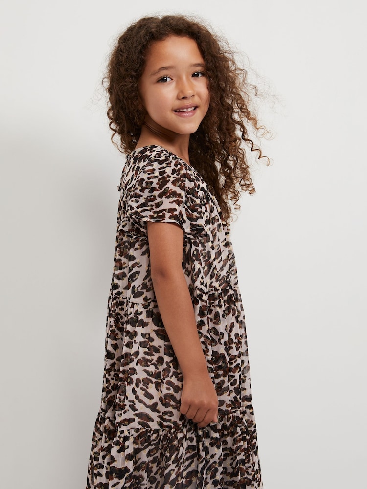 Phase Eight Black Eve Leopard Shimmer Swing Dress - Image 2 of 5