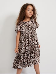 Phase Eight Black Eve Leopard Shimmer Swing Dress - Image 3 of 5