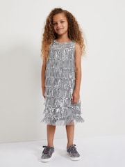 Phase Eight Silver Lulu Fringe Sequin Dress - Image 1 of 7