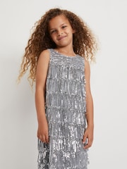 Phase Eight Silver Lulu Fringe Sequin Dress - Image 4 of 7