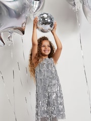 Phase Eight Silver Lulu Fringe Sequin Dress - Image 5 of 7