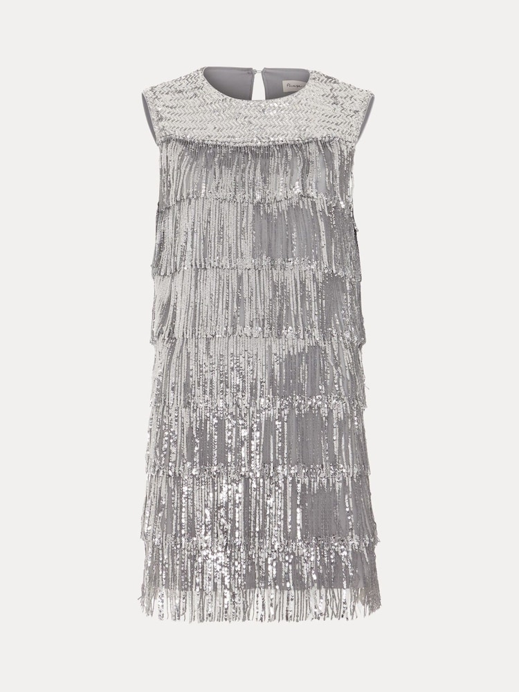 Phase Eight Silver Lula Fringe Dress - Image 7 of 7