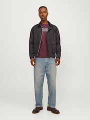 JACK & JONES Burgundy Varsity Print Logo 100% Cotton T-Shirt - Image 2 of 6