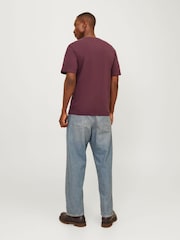 JACK & JONES Burgundy Varsity Print Logo 100% Cotton T-Shirt - Image 3 of 6