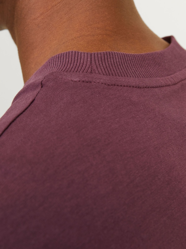 JACK & JONES Burgundy Varsity Print Logo 100% Cotton T-Shirt - Image 6 of 6