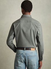 Reiss Sage Whisper Stretch-Cotton Twill Twin-Pocket Overshirt - Image 5 of 6