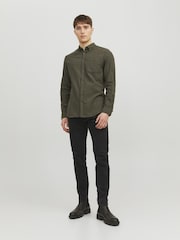 JACK & JONES Green Melange 100% Cotton Shirt - Image 1 of 5