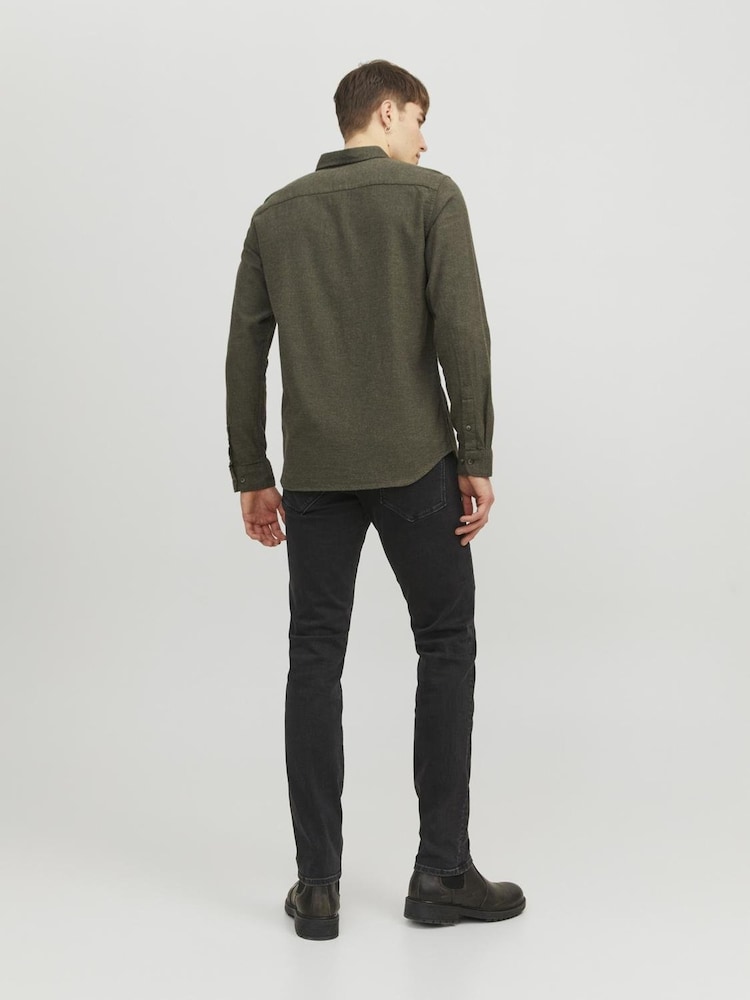 JACK & JONES Green Melange 100% Cotton Shirt - Image 2 of 5