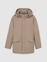 Reiss Coffee Brown Lucan Hooded Zip-Through Padded Jacket - Image 2 of 7