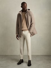 Reiss Coffee Brown Lucan Hooded Zip-Through Padded Jacket - Image 3 of 7