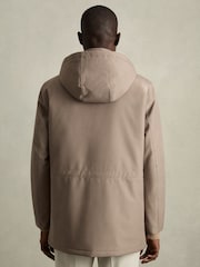 Reiss Coffee Brown Lucan Hooded Zip-Through Padded Jacket - Image 4 of 7