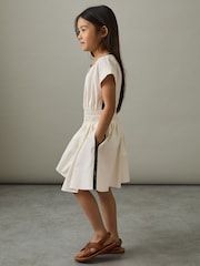 Reiss Ivory Lena 4-9 yrs Cotton Cap-Sleeve Ruched Dress - Image 3 of 4
