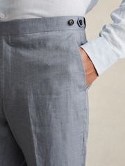 Bleu avio - Pantalon de costume Reiss Warner en lin coupe ample - Image 5 of 7