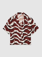 Reiss White Wave-Print Cut-Out Shirt - Image 2 of 6