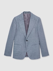 Bleu avio - Reiss Warner Linen Single-Breasted Suit Blazer Slim-Fit - Image 2 de 7