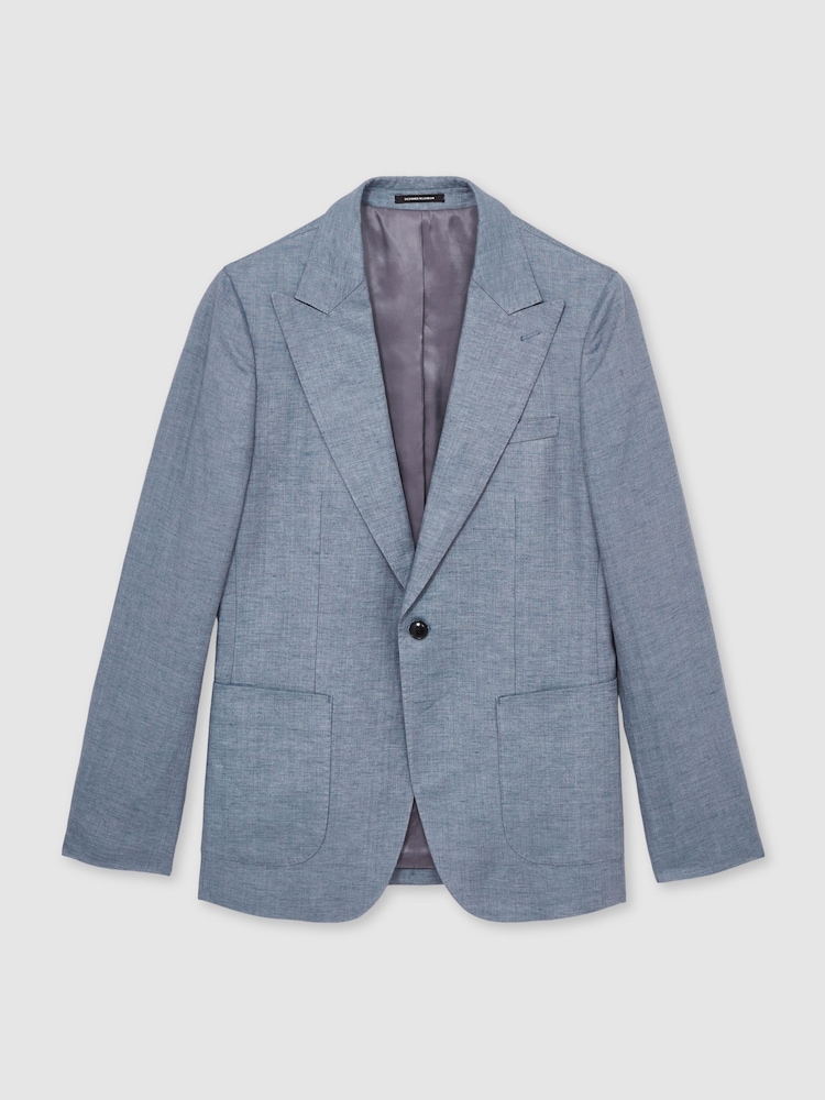 Bleu avio - Reiss Warner Linen Single-Breasted Suit Blazer Slim-Fit - Image 2 de 7