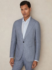 Bleu avio - Reiss Warner Linen Single-Breasted Suit Blazer Slim-Fit - Image 3 de 7