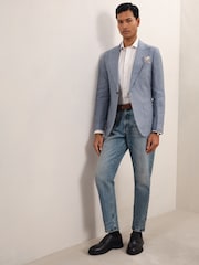 Bleu avio - Reiss Warner Linen Single-Breasted Suit Blazer Slim-Fit - Image 6 de 7