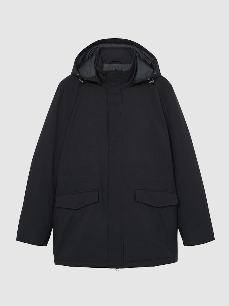 Reiss Navy Lucan Hooded Zip-Through Padded Jacket - Image 2 of 7