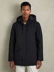 Reiss Navy Lucan Hooded Zip-Through Padded Jacket - Image 3 of 7