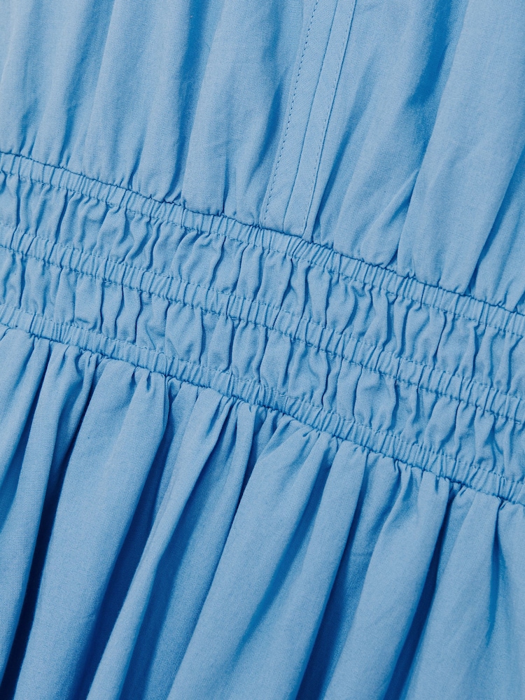 Reiss Blue Lena 13-14 yrs Cotton Cap-Sleeve Ruched Dress - Image 4 of 4