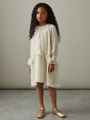 Reiss Ivory Lunar 9-13 yrs Chiffon Ruffle-Trim Dress - Image 3 of 4