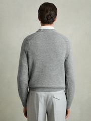 Reiss Mid Grey Melange Cloud Wool Blend Ridge Seam Jumper - Image 5 of 6
