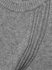 Reiss Mid Grey Melange Cloud Wool Blend Ridge Seam Jumper - Image 6 of 6