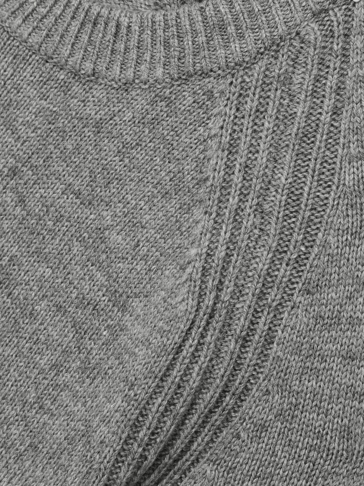 Reiss Mid Grey Melange Cloud Wool Blend Ridge Seam Jumper - Image 6 of 6