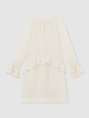 Reiss Ivory Lunar 13-14 yrs Chiffon Ruffle-Trim Dress - Image 1 of 4