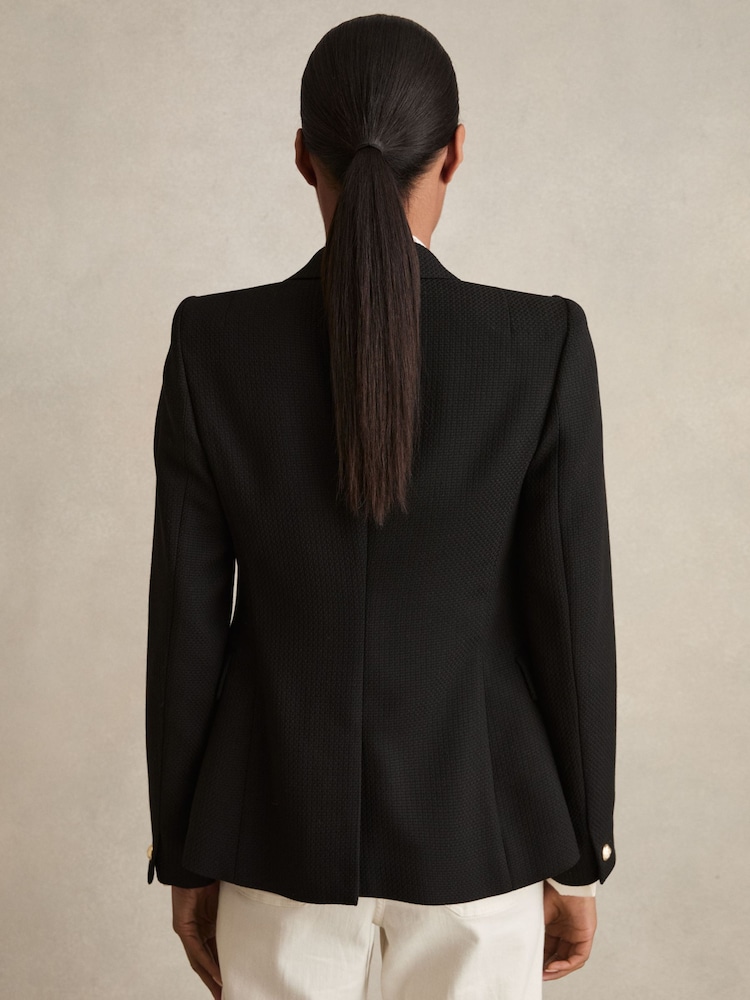 Noir - Blazer croisé texturé ajusté Reiss Tally - Image 5 of 6