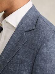 Reiss Blue Stack Slim-Fit Single-Breasted Wool-Blend Textured Blazer - Image 5 of 9