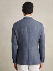 Reiss Blue Stack Slim-Fit Single-Breasted Wool-Blend Textured Blazer - Image 6 of 9
