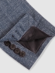 Reiss Blue Stack Slim-Fit Single-Breasted Wool-Blend Textured Blazer - Image 9 of 9