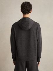 Reiss Charcoal Melange Fowlds Wool Blend Heavy Knit Hoodie - Image 5 of 6