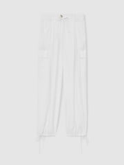 Reiss White Tory Drawstring Tie-Cuff Cargo Trousers - Image 2 of 6