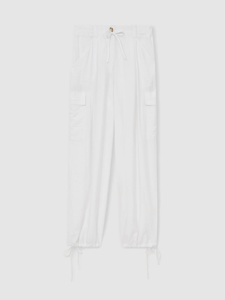 Reiss White Tory Drawstring Tie-Cuff Cargo Trousers - Image 2 of 6