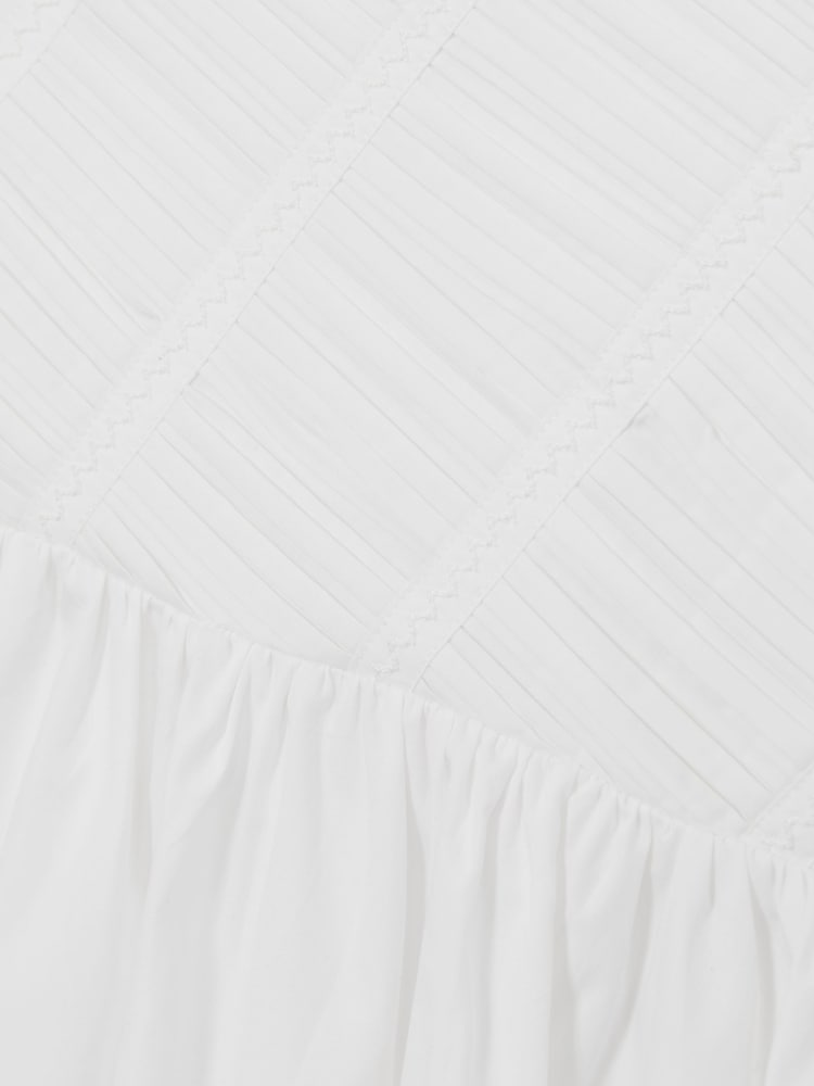 Reiss Ivory Bessie 4-9 yrs Cotton Tucked-Pleat Dress - Image 4 of 4