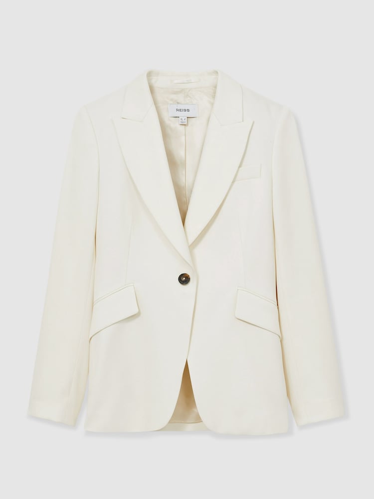 Кремовый - Reiss Millie Single-Breasted Peak-Lapel Tailored Blazer - Image 2 of 7